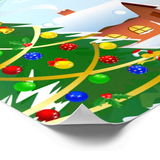 Vrolijk kerstfeest op de volle maan poster (Hoek)