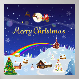 Vrolijk kerstfeest op de volle maan poster