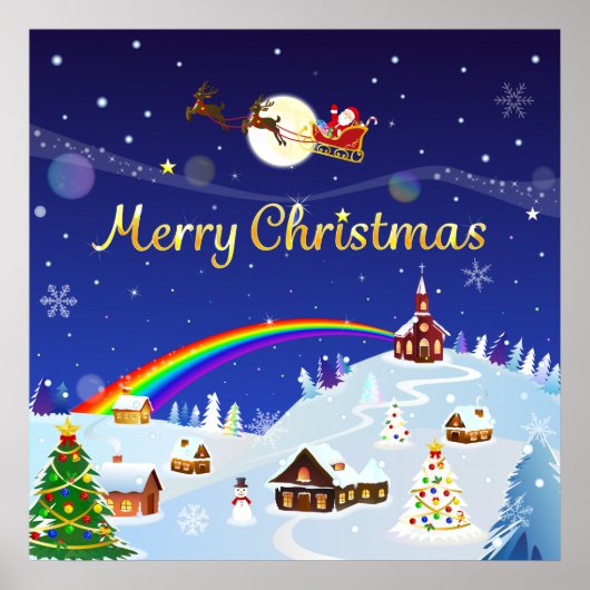 Vrolijk kerstfeest op de volle maan poster (Voorkant)