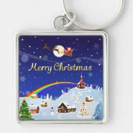 Vrolijk kerstfeest op de volle maan sleutelhanger