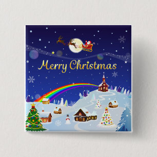 Vrolijk kerstfeest op de volle maan vierkante button 5,1 cm