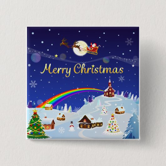 Vrolijk kerstfeest op de volle maan vierkante button 5,1 cm (Voorkant)