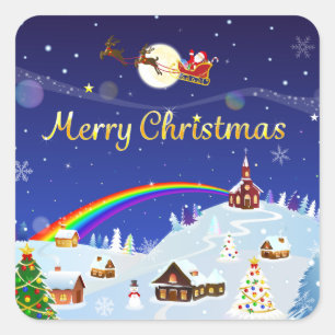 Vrolijk kerstfeest op de volle maan vierkante sticker