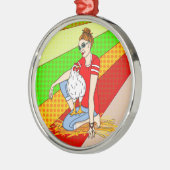 Vrolijk kerstfeest op een achterhok metalen ornament (Links)