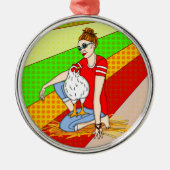 Vrolijk kerstfeest op een achterhok metalen ornament (Voorkant)