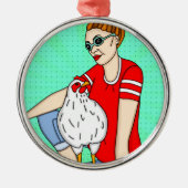 Vrolijk kerstfeest op een achterhok metalen ornament (Voorkant)