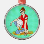 Vrolijk kerstfeest op een achterhok metalen ornament (Voorkant)