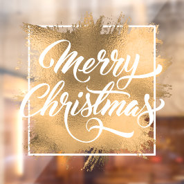 Vrolijk kerstfeest op Gold Faux-Folie Raamsticker