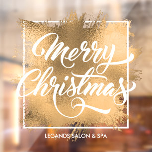 Vrolijk kerstfeest op Gold Faux Folie Shop Raamsticker