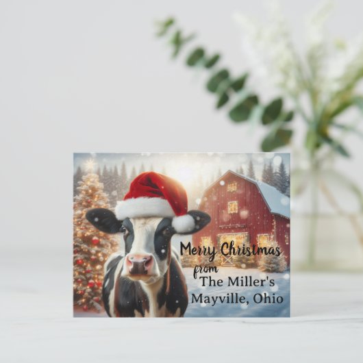 Vrolijk kerstfeest op het boerderij briefkaart (Staand voorkant)