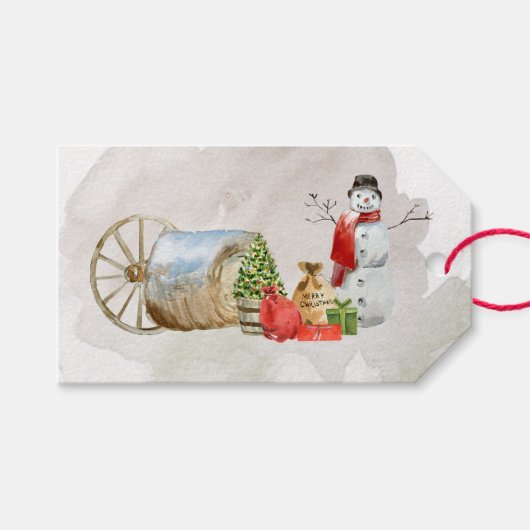 Vrolijk kerstfeest op het Boerderij Cadeaulabel (Voorkant (Horizontaal))