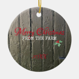 Vrolijk kerstfeest op het Boerderij Foto Horse Bar Keramisch Ornament