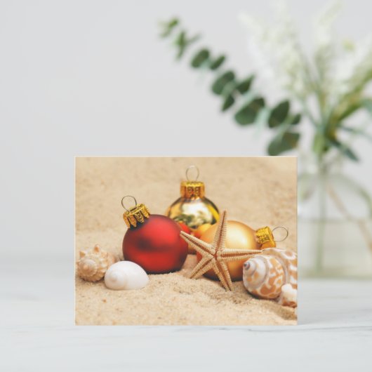 Vrolijk kerstfeest op het strand feestdagenkaart (Staand voorkant)