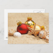 Vrolijk kerstfeest op het strand feestdagenkaart (Voorkant / Achterkant)