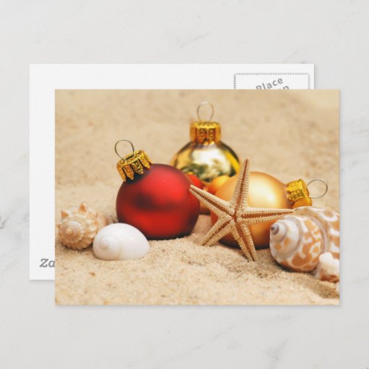 Vrolijk kerstfeest op het strand feestdagenkaart (Voorkant / Achterkant)