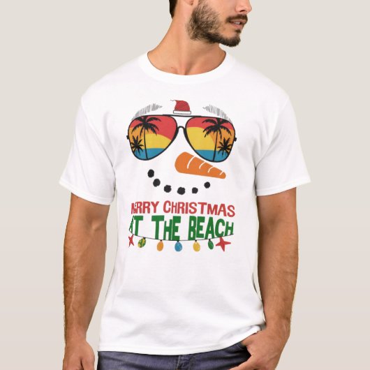 Vrolijk kerstfeest op het tropische strand van Haw T-shirt (Voorkant)