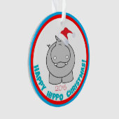 Vrolijk Kerstfeest op Hippo: Schattige feestdag Ornament (voorkant)