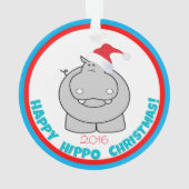 Vrolijk Kerstfeest op Hippo: Schattige feestdag Ornament (achterkant)
