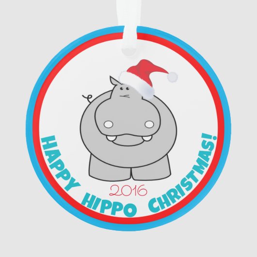 Vrolijk Kerstfeest op Hippo: Schattige feestdag Ornament (achterkant)