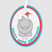 Vrolijk Kerstfeest op Hippo: Schattige feestdag Ornament (voorkant)