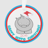 Vrolijk Kerstfeest op Hippo: Schattige feestdag Ornament (voorkant)