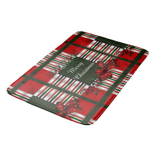 Vrolijk kerstfeest op maat badmat (Gekanteld)