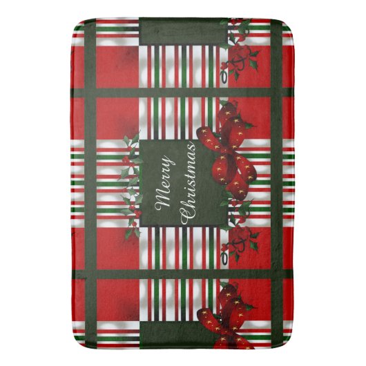 Vrolijk kerstfeest op maat badmat (Voorkant Verticaal)