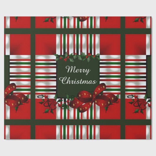 Vrolijk kerstfeest op maat cadeaupapier (Vlak)