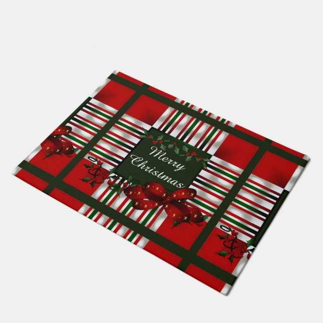 Vrolijk kerstfeest op maat deurmat (Schuin)