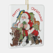 Vrolijk kerstfeest, op maat gesneden kerstman en g keramisch ornament (Rechts)