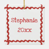 Vrolijk kerstfeest, op maat gesneden kerstman en g keramisch ornament (Achterkant)