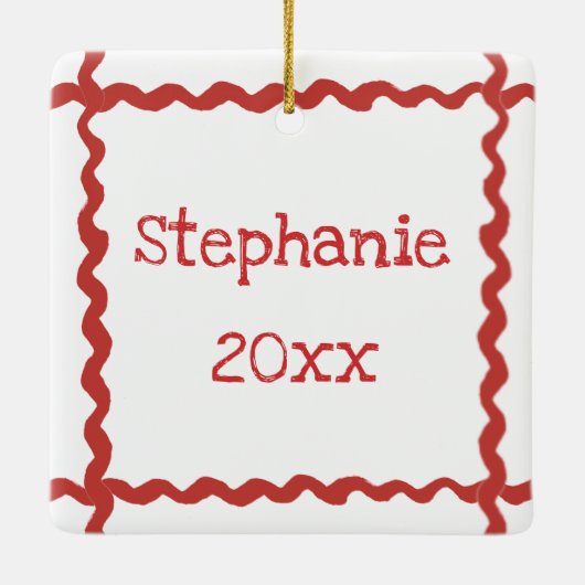 Vrolijk kerstfeest, op maat gesneden kerstman en g keramisch ornament (Achterkant)