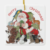 Vrolijk kerstfeest, op maat gesneden kerstman en g keramisch ornament (Voorkant)