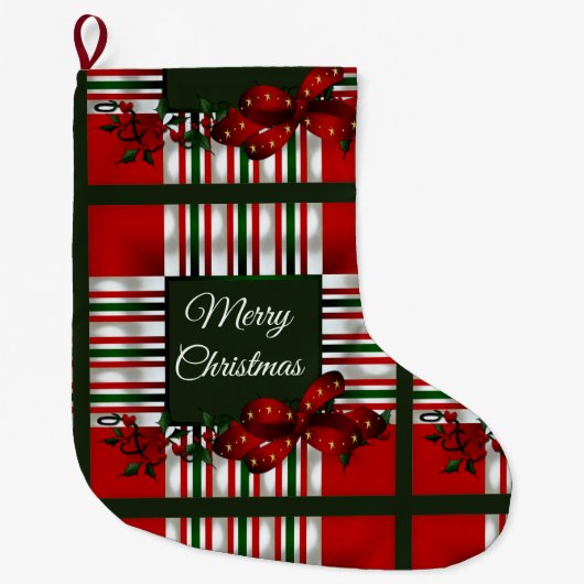 Vrolijk kerstfeest op maat grote kerstsok (Voorkant)