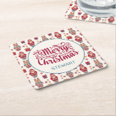 Vrolijk kerstfeest op maat kartonnen onderzetters (Schuin)