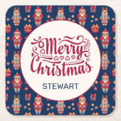 Vrolijk kerstfeest op maat kartonnen onderzetters (Voorkant)