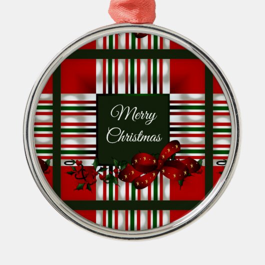 Vrolijk kerstfeest op maat metalen ornament (Voorkant)