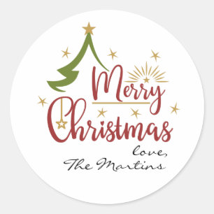 Vrolijk kerstfeest op maat ronde sticker