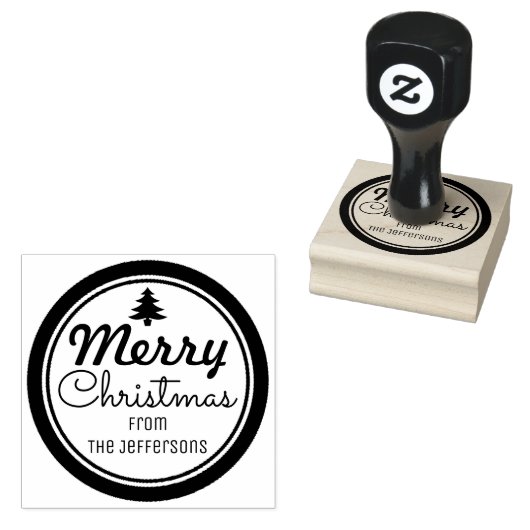 Vrolijk kerstfeest op maat rubberstempel (Gestempeld)