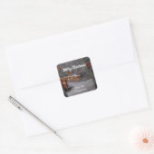 Vrolijk kerstfeest op maat van de naambrug vierkante sticker (Envelop)