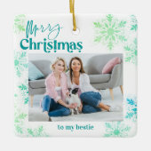 Vrolijk kerstfeest op mijn Bestie Green Foto Keramisch Ornament (Voorkant)