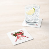 Vrolijk kerstfeest op naam Candy Canes Kartonnen Onderzetters (Insitu)