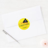 Vrolijk kerstfeest op naam Snowflakes Gift Yellow Ronde Sticker (Envelop)