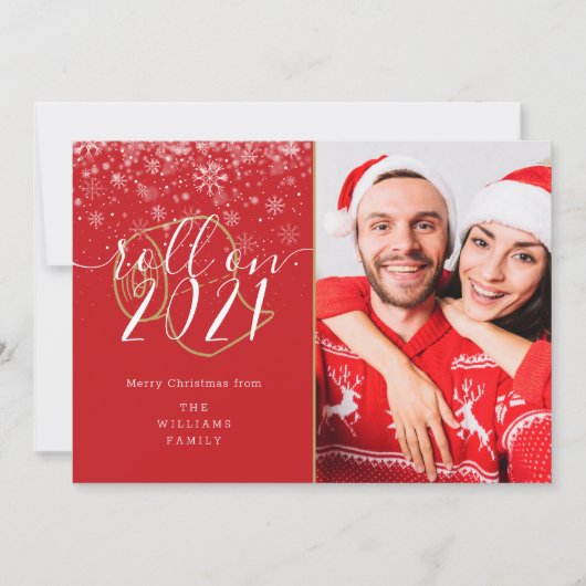 Vrolijk kerstfeest op nieuwjaarsfoto feestdagenkaart (Voorkant)