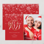 Vrolijk kerstfeest op nieuwjaarsfoto feestdagenkaart (Voorkant / Achterkant)