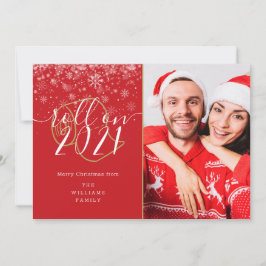 Vrolijk kerstfeest op nieuwjaarsfoto feestdagenkaart