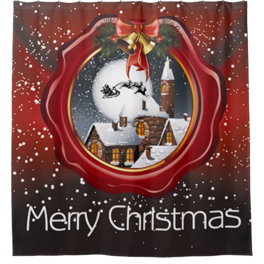 Vrolijk kerstfeest op Olden Days Douchegordijn (Voorkant)