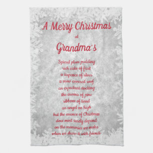 Vrolijk kerstfeest op oma's House Kitchen Towels Theedoek