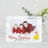 Vrolijk kerstfeest op onze foto van de roebel feestdagenkaart (Staand voorkant)