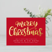 Vrolijk kerstfeest op Red Premium | Gold Business Folie Feestdagenkaart (Staand Voorkant)
